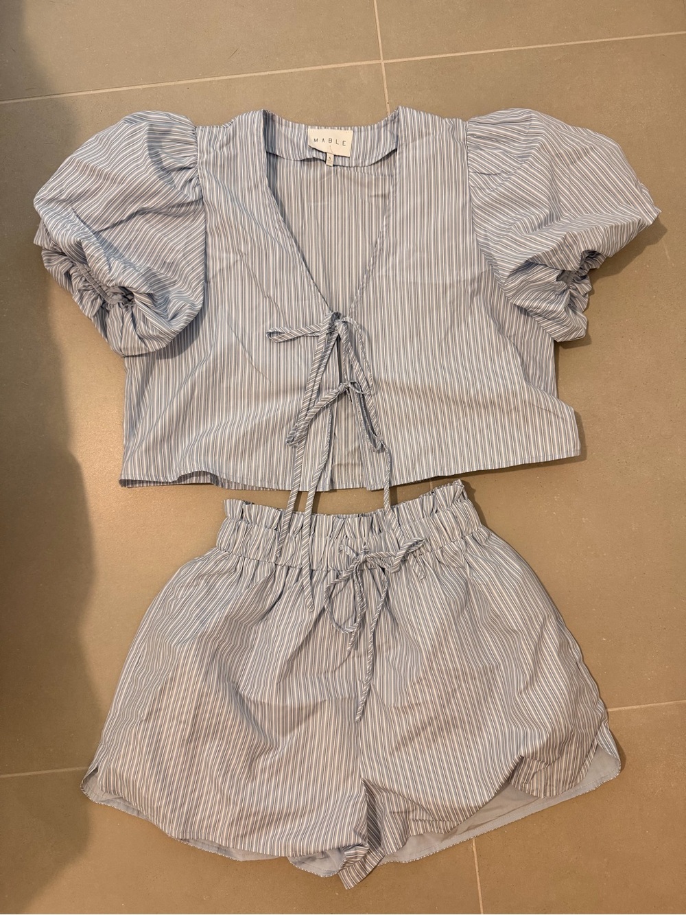 MARBLE Blue and White Pinstripe Button-Front Shirt
